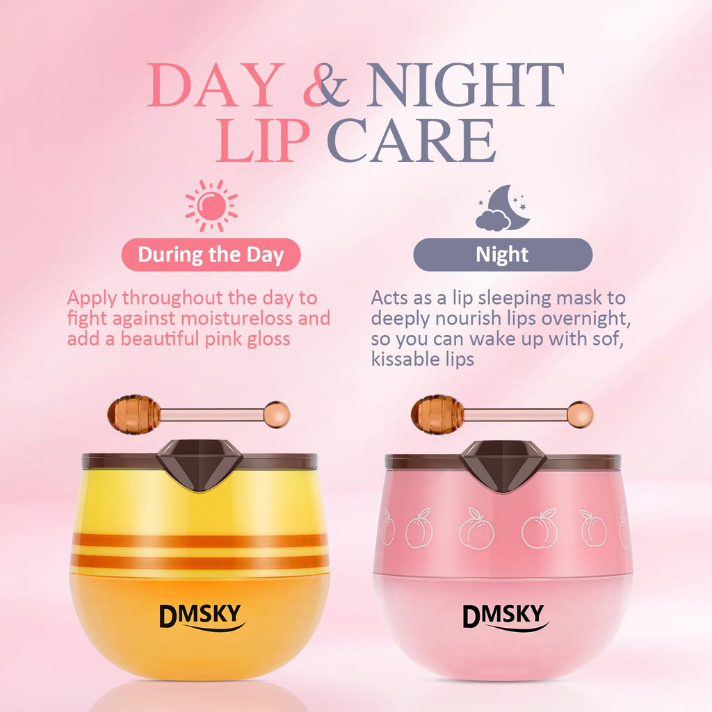 DMSKY 12 PCS Bee Lip Balm Lip Mask Honey Pot, Propolis Sleeping Lip Mask for Dry Chapped Lips, Mothers Day Gifts, Easter Basket Stuffers, Skincare Gifts for Women Girls