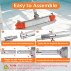 16FT Pool Brush with Pole, 19" Heavy Duty Swimming Pool Brush with 4-16FT Aluminum Telescopic Pole, Pool Scrubber Brush Head with Universal Adapter for Cleaning Pool Walls, Corners, Floors