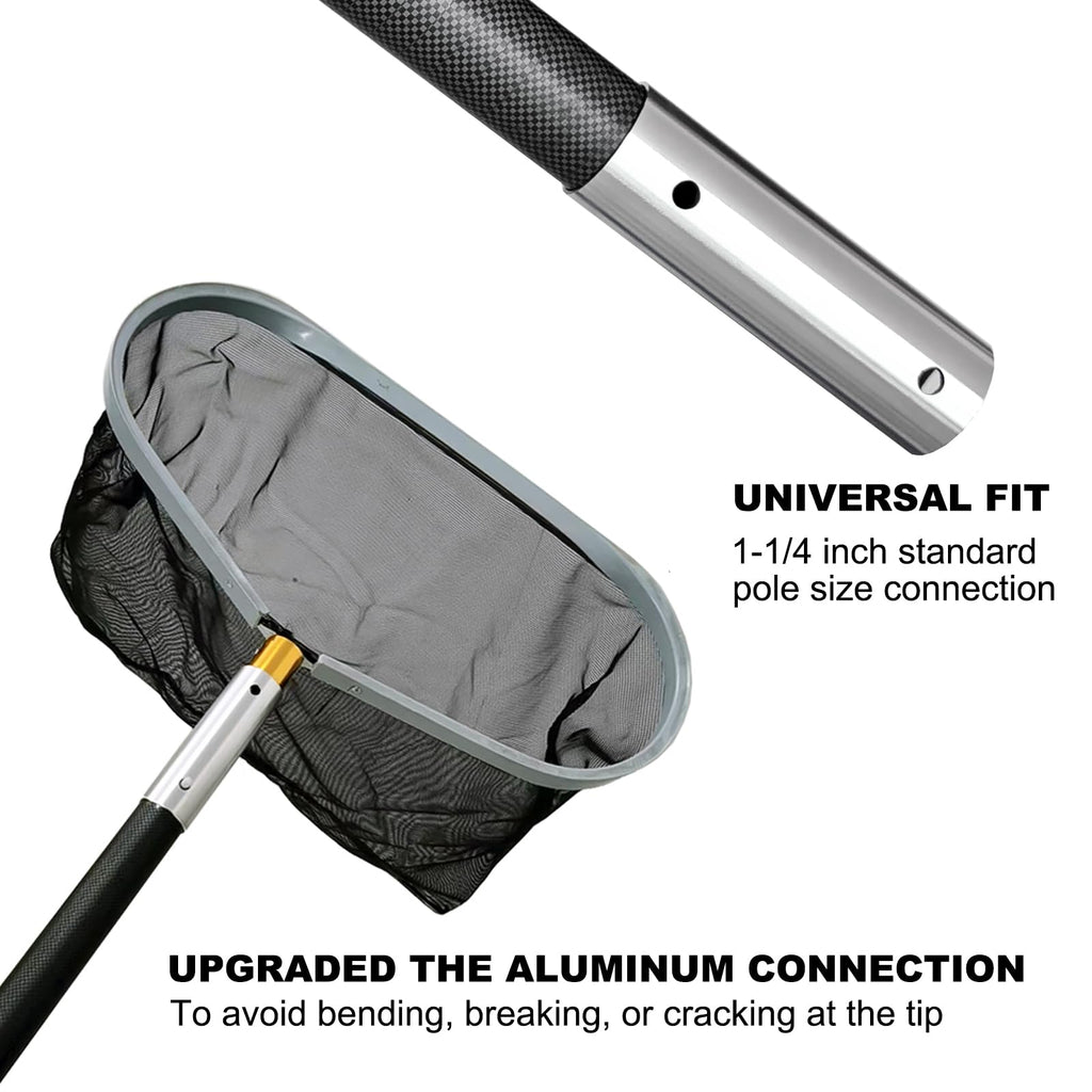 Fzkaly Carbon Fiber Pool Pole, Professional 15 FT Telescoping Swimming Pool Cleaning Pole 4.6 to 15 FT, Ultra-Lightweight 4-Section Adjustable Skimmer Pole for Nets, Brushes, Vacuums – Rustproof
