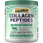 Vitalibre Bovine Collagen Peptides Powder for Women and Men, Grass-Fed Hydrolyzed Collagen Protein Type I & III, Skin, Hair, Nails, Bones, Digestion, Unflavored, Non-GMO, Keto & GF, 22 Servings, 16oz