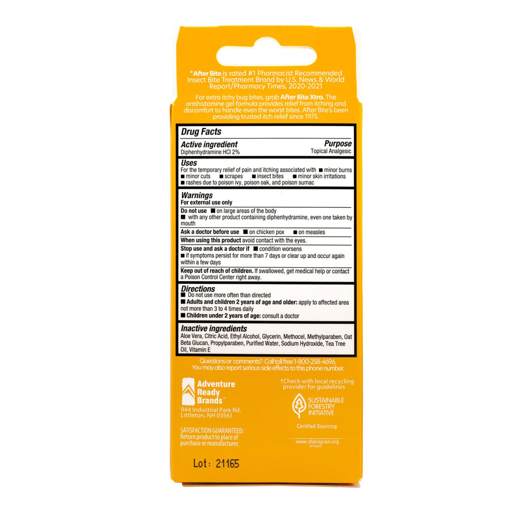 After Bite Xtra Formula - Itch Relief with Diphenhydramine HCl - Ideal for Mosquito & Fire Ant Bites, Bees & More - Portable Gel Formula - 0.7 oz (4 Pack)