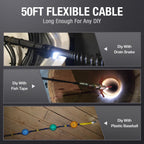 Teslong 50FT USB-C Borescope Camera with Light, Only Compatible with iPhone 15/16/17 Android Phones, 50 ft Flexible Waterproof Endoscope for DIY Pipe Inspection with Drain Snake