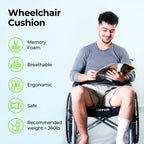 AUVON Wheelchair Seat Cushions (20"x16"x4") for Sciatica, Back, Coccyx, Pressure Sore and Ulcer Pain Relief, Memory Foam Pressure Relief Cushion with Removable Strap, Breathable & Waterproof Fabric