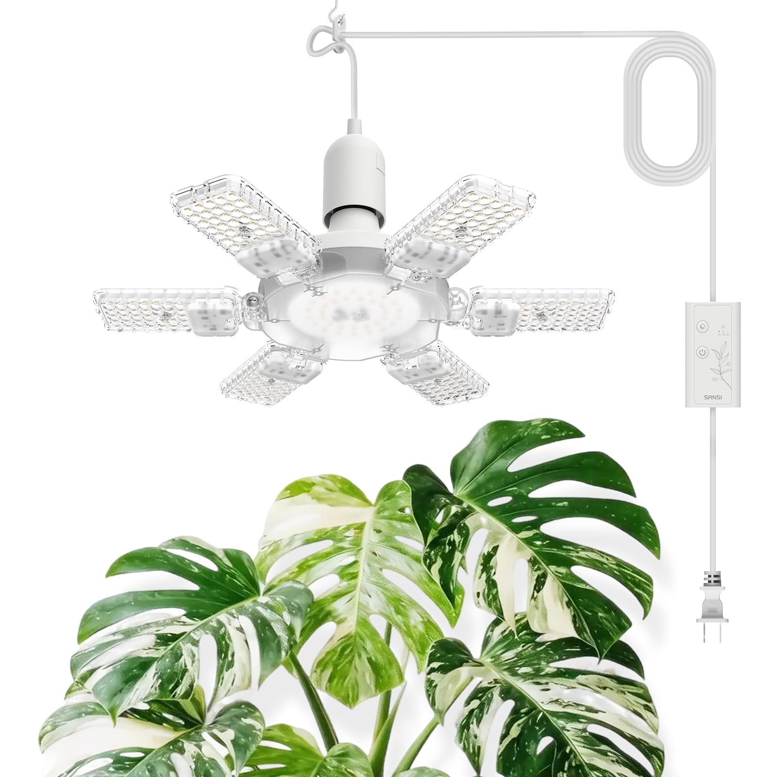 SANSI Hanging Grow Lights for Indoor Plants, Hanging Plant Light with Timer