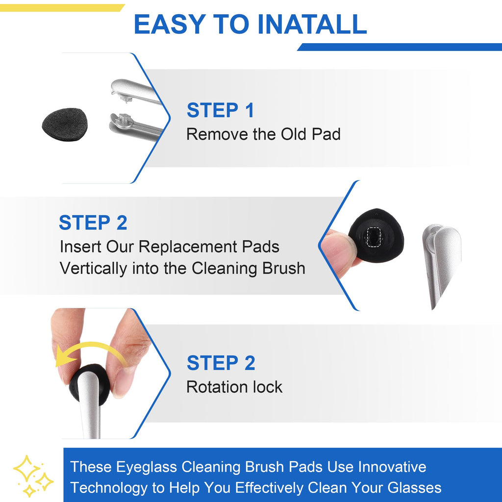 Enhon 8 Pcs Replacement Cleaner Pads Compatible with CarbonKlean Eyeglass Cleaner, Eye Glasses Cleaning Brush Pad Tool, for Cleaning Fingerprint of Lens and Glasses