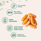 Turmeric Curcumin Supplement with Black Pepper & Ginger 3,000mg, 300 Softgels with MCT Oil for Better Absorption | 95% Curcuminoids | Non-GMO