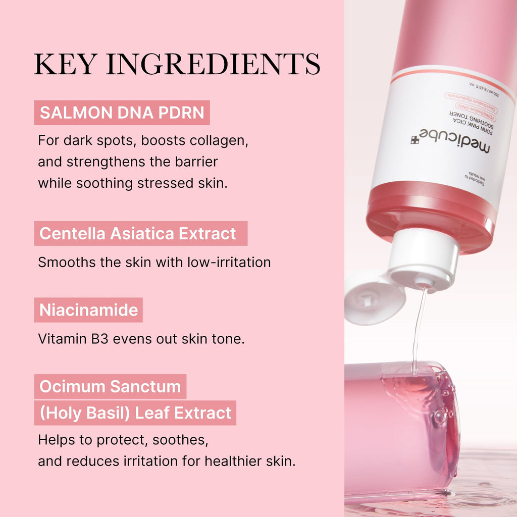 medicube PDRN Toner Salmon DNA PDRN CICA Soothing Toner | Lightweight & Watery for Skin Boosting, Soothing and Calming | Uneven Skin Tone Care with Peptide & Niacinamide | Korean Skincare, 8.45 fl.oz