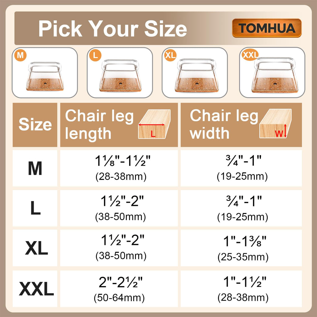 28Pcs Chair Leg Floor Protectors Rectangle for Hardwood Floors Silicone Caps Covers Felt Furniture Pads Clear Chair Sliders, Protect The Floor from Scratches(Fit:L 1.5"-2",W 0.75"-1")