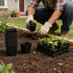 2.6in 100 Pcs Square Nursery Pots with 5 Pcs Plastic Seed Starting Trays