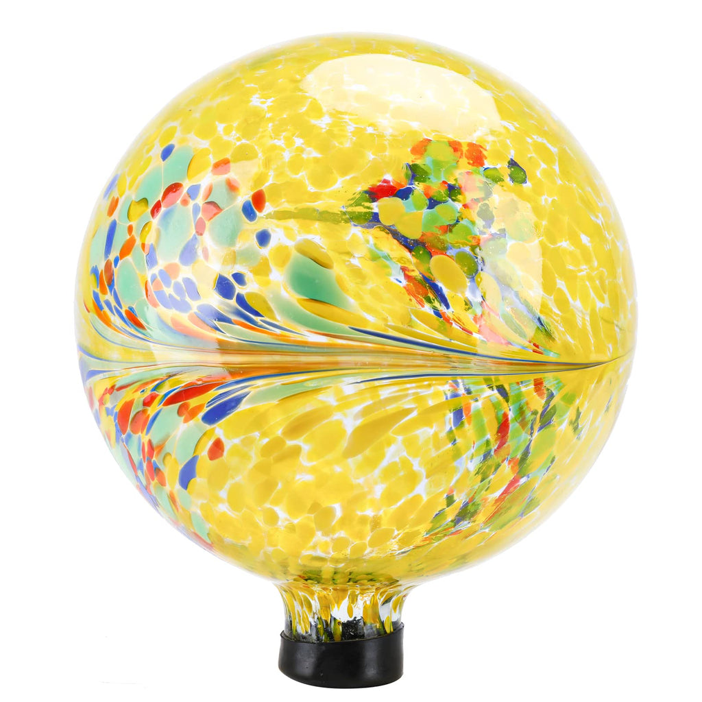 VCUTEKA Gazing Ball, Glass Gazing Balls Garden Globe Decor 10" Yellow
