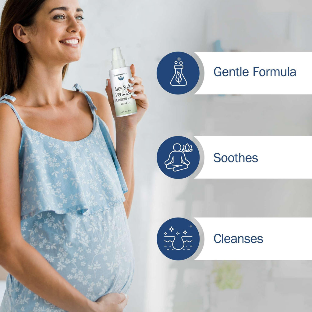 Aloe Soft Perineal Spray - Pack of 2 8 oz Rinse Free Perineum Wash - Cleanses and Soothes - Made with Aloe Vera Extract