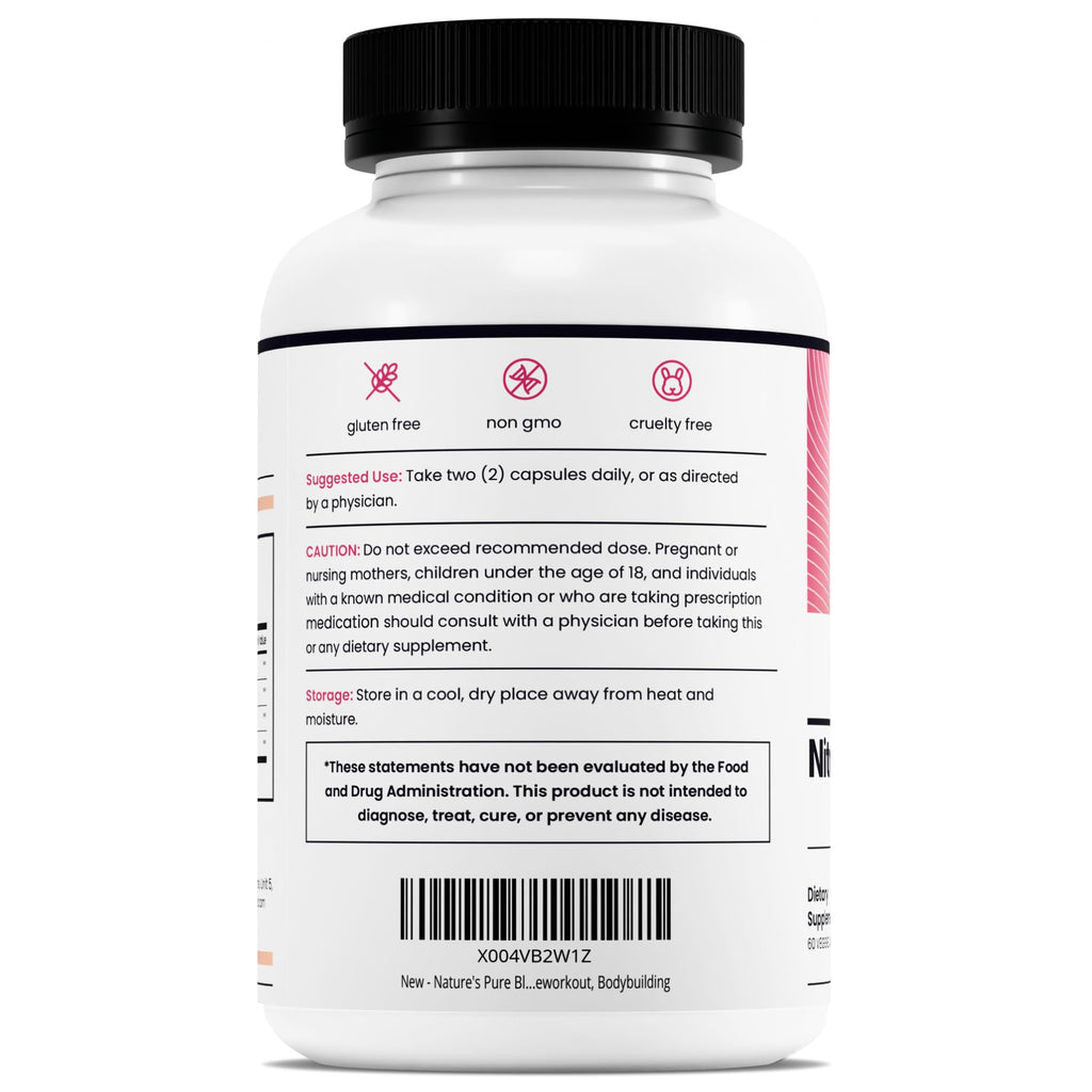 Nature's Pure Blend Nitric Oxide Supplements for Women – L-Arginine L-Citrulline – Heart Support & Flow Circulation Booster – 1500MG L Arginine and L Citrulline, Preworkout, Bodybuilding