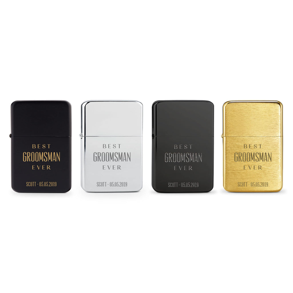 Weddingstar Custom Metal Windproof Personalized Lighter Matte Black - Best Groomsman Ever Engraving Lighter