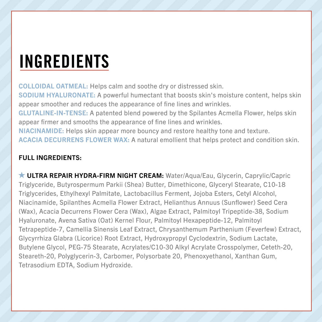 First Aid Beauty - Ultra Repair Hydra-Firm Night Cream, Hydrating Night Repair Skin Cream, Visibly Combat Signs of Aging, Deeply Rich & Buttery Texture, Alcohol Free, Sensitive Skin Safe, 1.7 oz