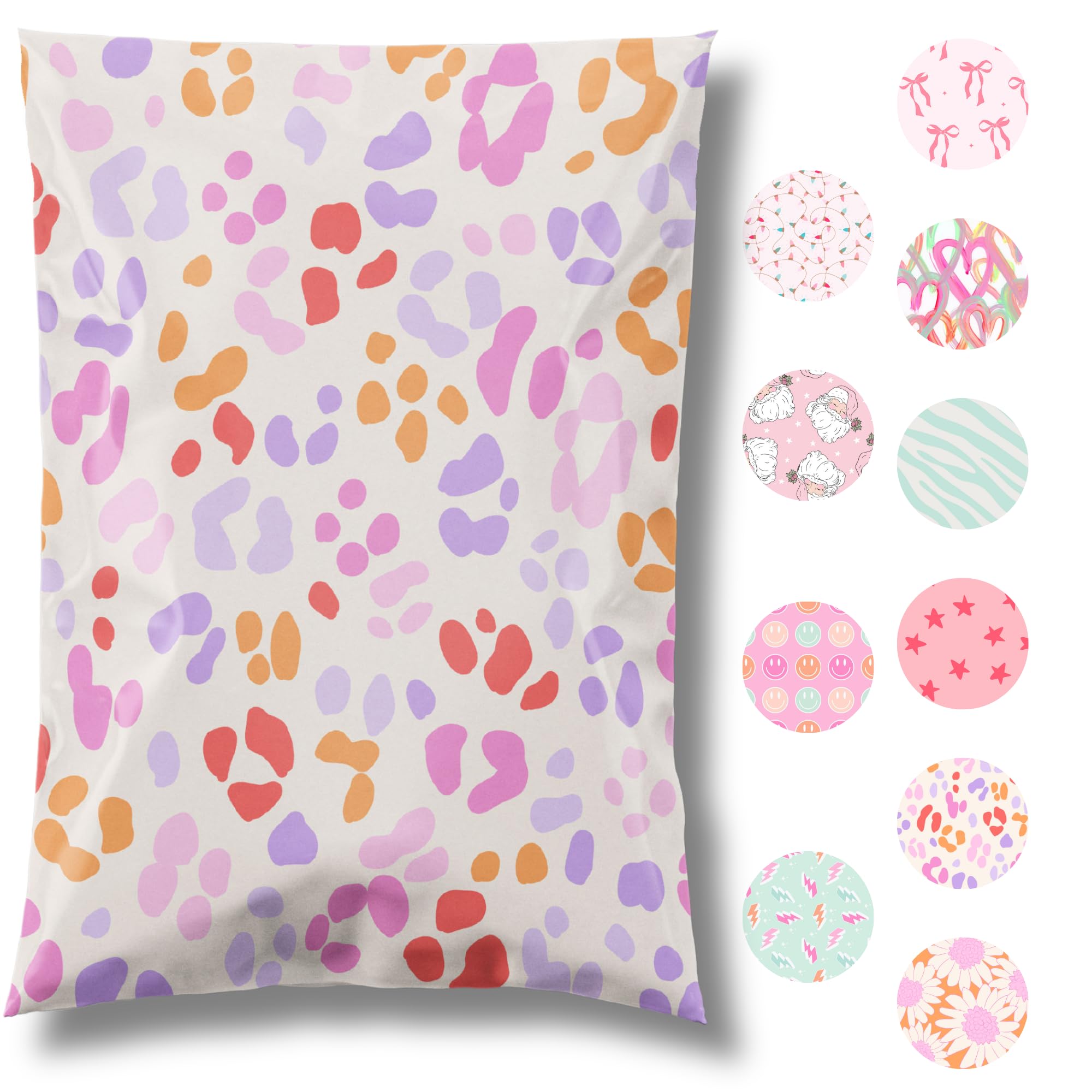 Pretty Package Store 10x13 Designer Poly Mailer 100 Pack Heavy Duty Waterproof Self Seal Shipping Bags for Small Business Large Mailing Envelopes Bulk Tear Resistant Cute Packaging Preppy Leopard