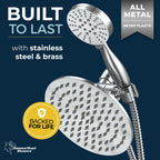 HammerHead Showers Dual Shower Head Combo, 8-Inch Rainfall & 3-Flow Handheld, Chrome, 2.5 GPM
