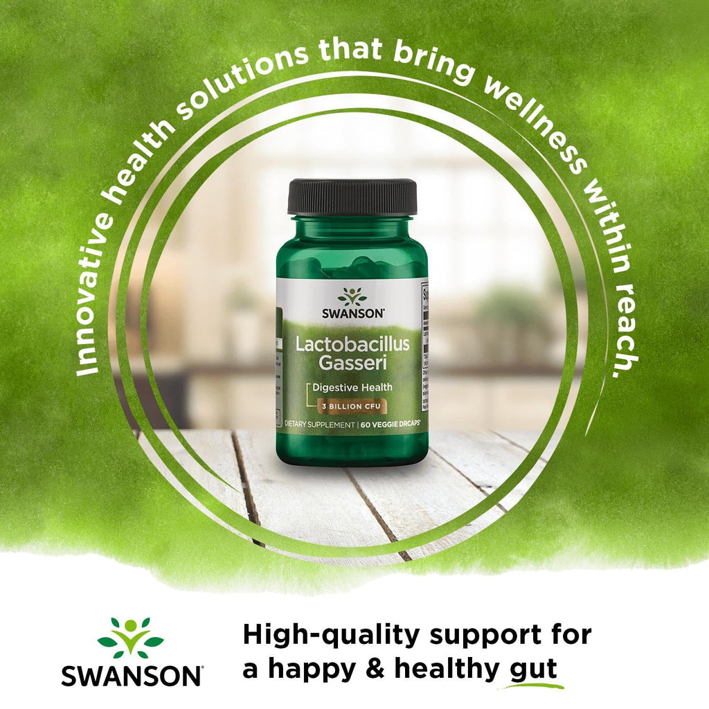 Swanson Lactobacillus Gasseri - Vegan Probiotic Supplement - Supports Energy Metabolism & Gut Health* - No Refrigeration Required - 60 Veggie Capsules