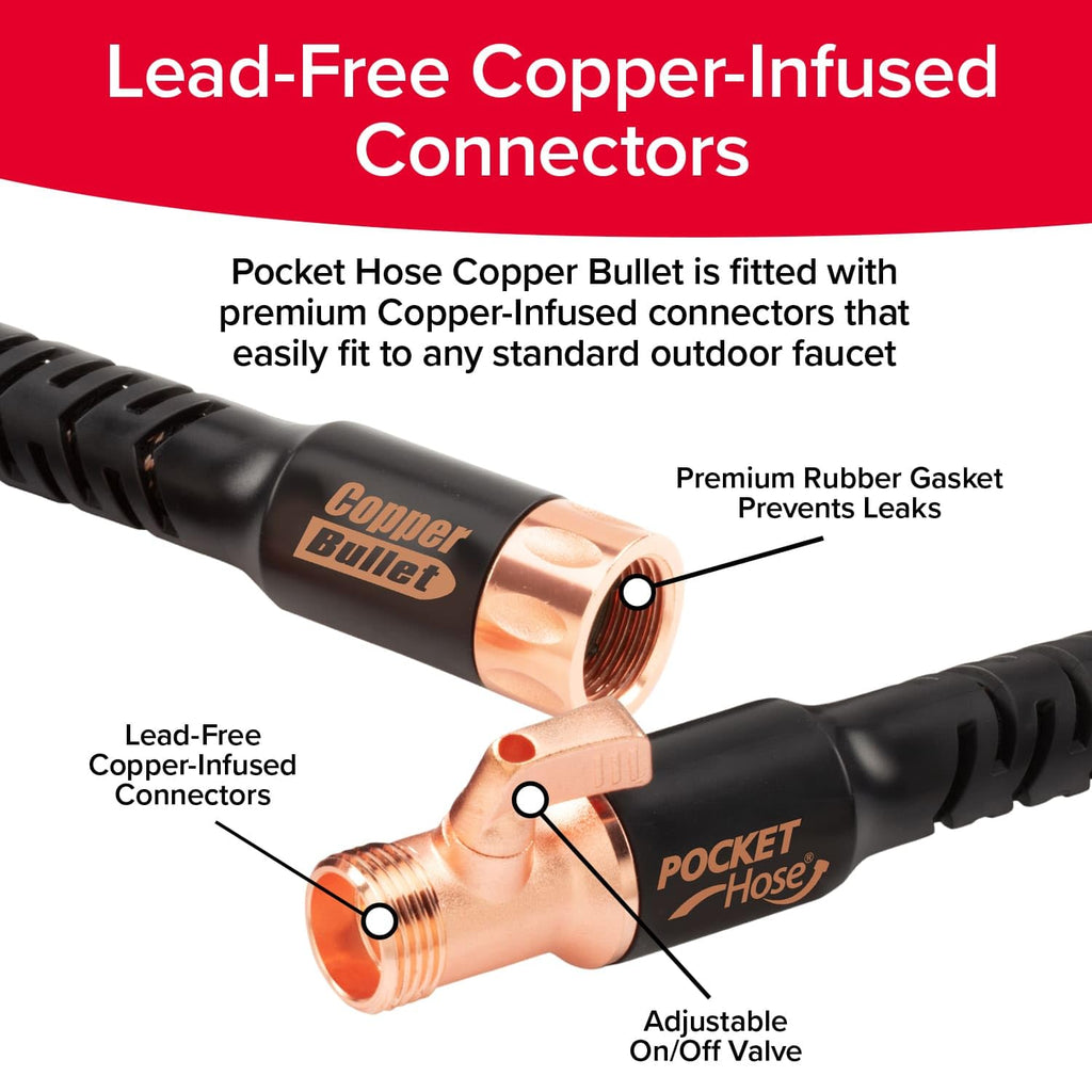 Pocket Hose Copper Bullet 50 FT Expandable Garden Hose, 10-Pattern Nozzle