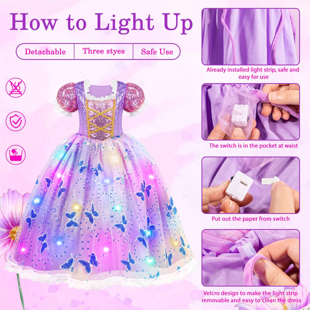 Meland Light Up Princess Dress for Girls, Dress Up Toy Gift Set(5-6 Years)