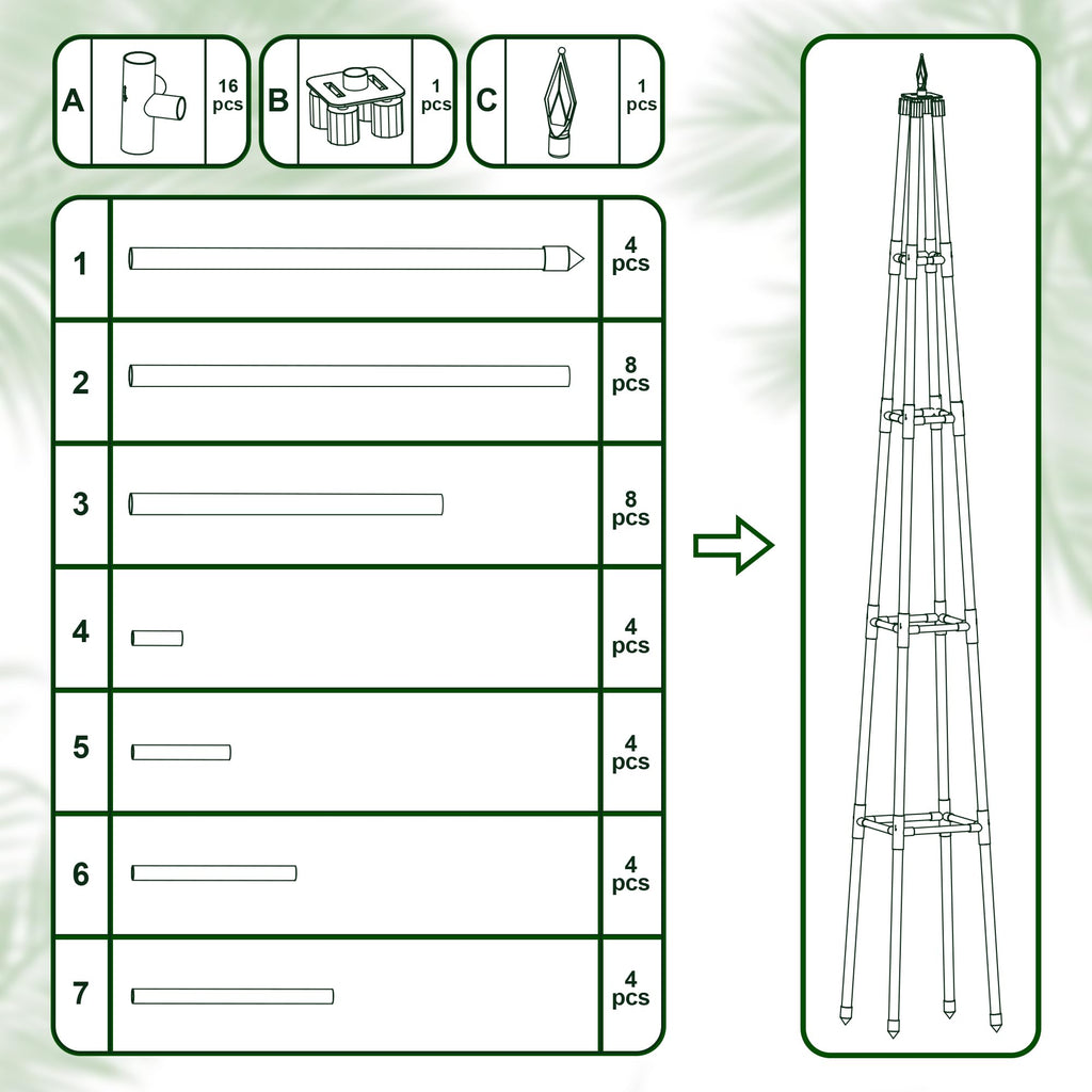 Hsundries 6FT Obelisk Trellis for Climbing Plants Outdoor, 16mm Rust-Proof Extra Thickened Plastic-Coated Metal Pipes, Indoor Climbing Support for Potted Plants, Vines, Flowers Stands,Black