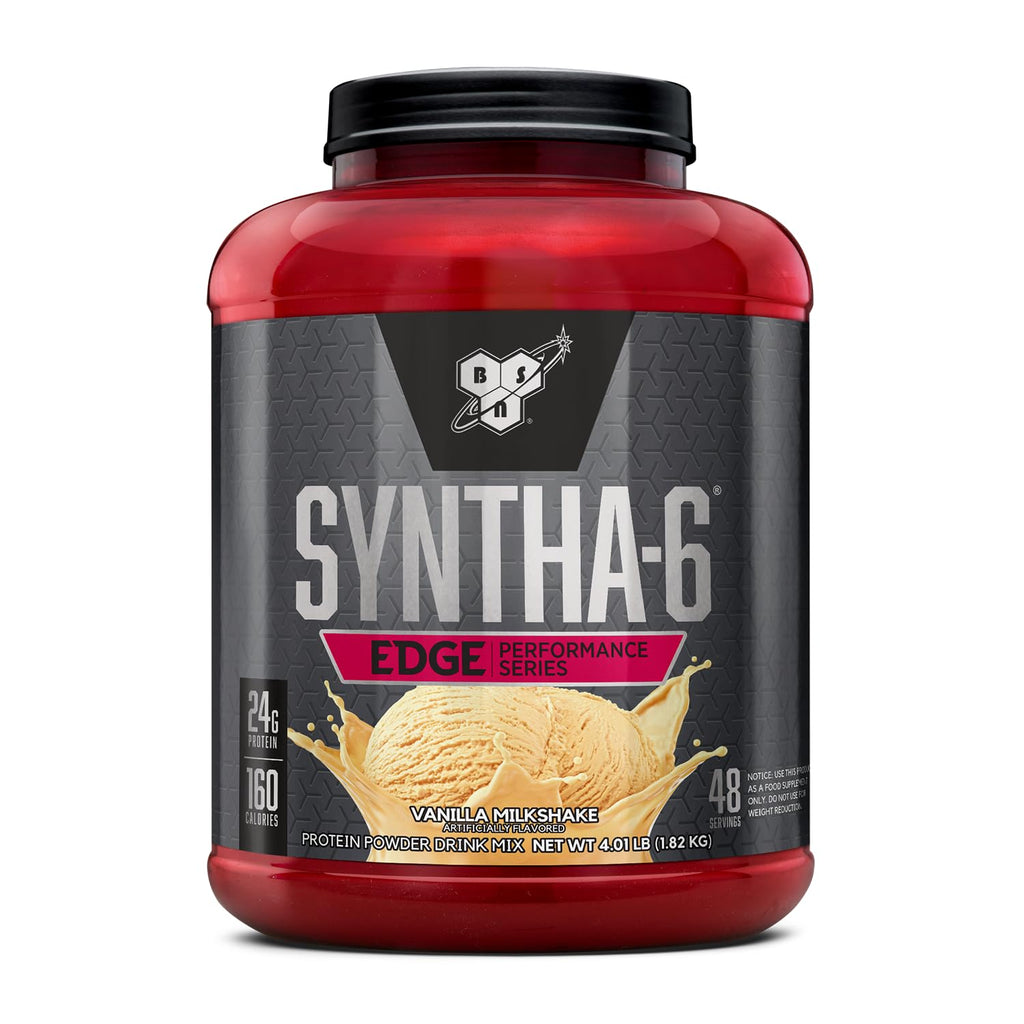 BSN SYNTHA-6 EDGE Protein Powder, Vanilla Flavored Powder with Hydrolyzed Whey, Micellar Casein, for Muscle Gain, Low Sugar, 24g Protein, Vanilla Milkshake, 48 Servings, 4.01 Pound (Pack of 1)
