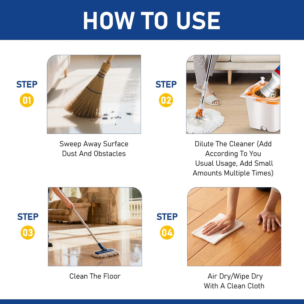 Flaurix 2Pcs Floor Restore Cleaner & Polish,High Solid Content Floor Polish For Shine Renewal & Protective Layer,Helps Conceal Small Scratches,Quick-Drying Protective Finish For Tile,Shine Wood-300ml