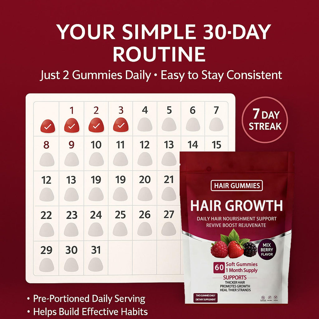 Vivikig Lumin Hair Growth Gummies – Daily Hair Nourishment with Biotin, Collagen & Botanical Extracts – Supports Thicker, Stronger & Healthier-Looking Hair – Mixed Berry Flavor, 60 Gummies (1)