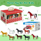 SIMPLIPLAY Wooden Horse Stable Playset, Farm Animals Toys for Kids 3-5