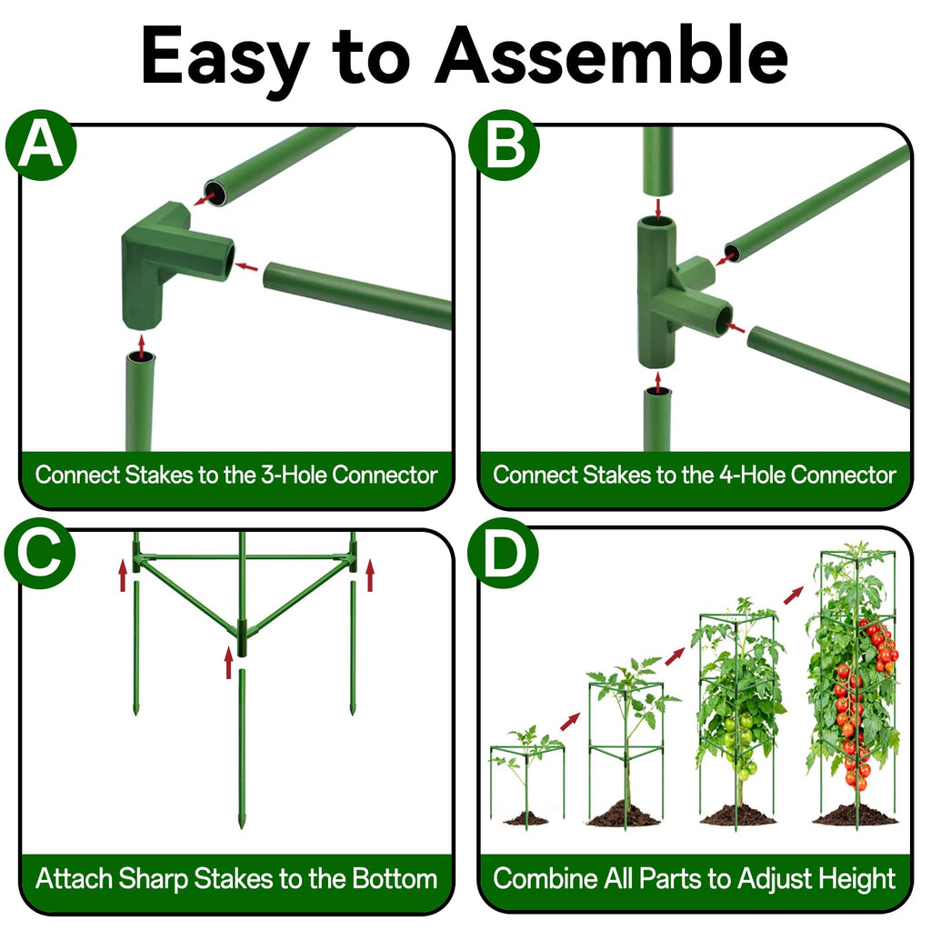 Halatool 57" Tall Tomato Cages, 4 Pack Heavy Duty Plant Support for Garden