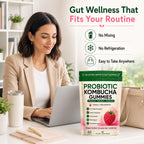 Awjsde Jevawell Kombucha Gummies, Prebiotic Probiotic Postbiotic Formula, Digestive & Gut Health Support, Microbiome Balance & Digestive Comfort, Vegan, Non-GMO, 60 Gummies (1 Peak)