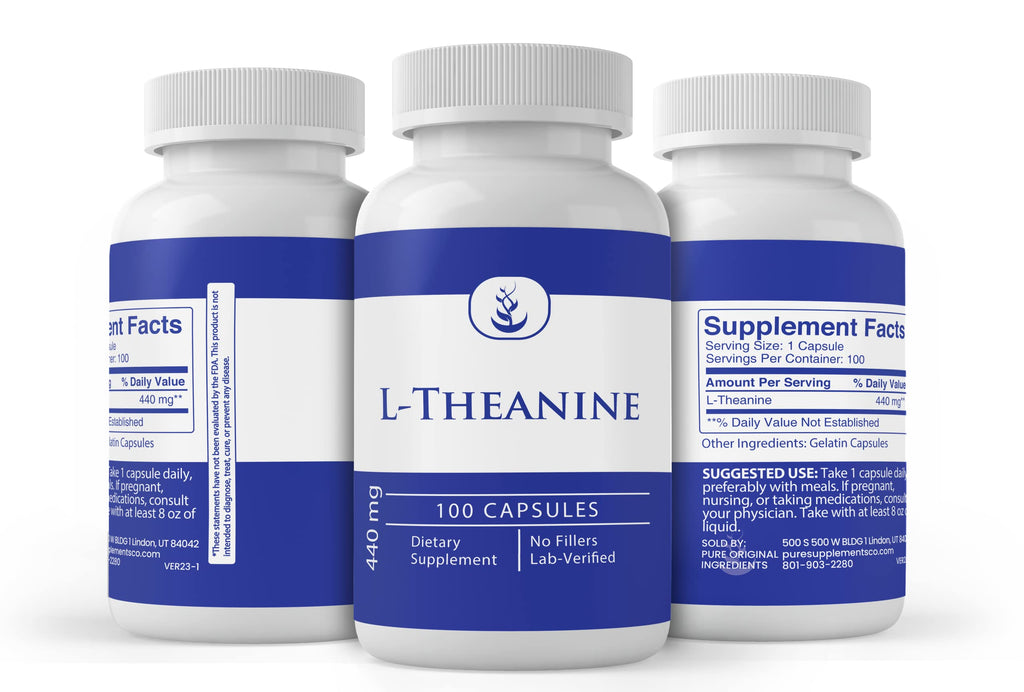 Pure Original Ingredients L-Theanine, (100 Capsules) Always Pure, No Additives or Fillers, Lab Verified