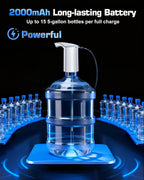 Redsack Rechargeable Water Dispenser Pump for 5 Gallon Bottle, Electric USB-C Large Flow Water Jug Dispenser, Portable Automatic Submersible Bottle Pump Silent Operation for Camping Home (White)