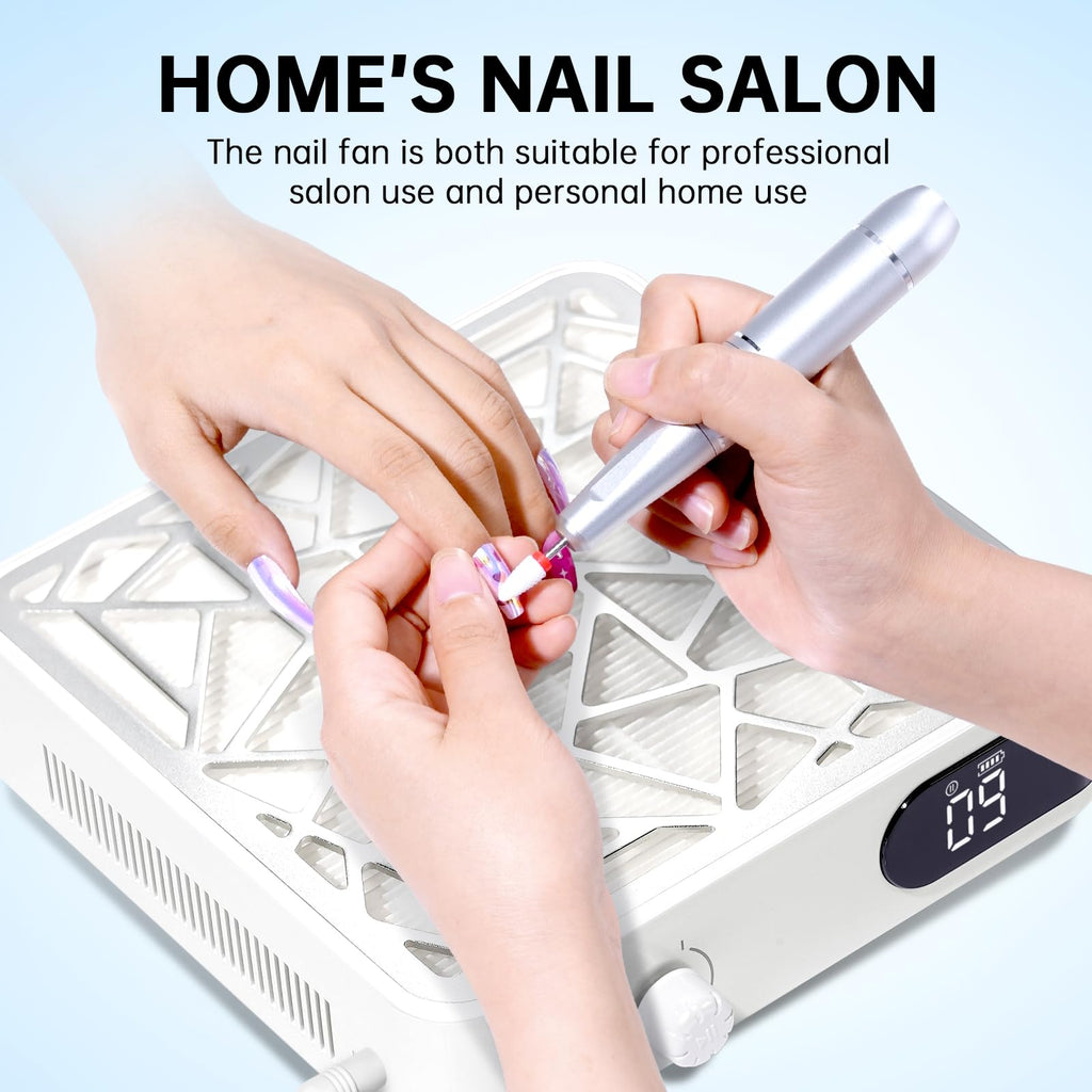CHRISTINE SHELLY Nail Dust Collector, Powerful Vacuum Fan Vent Dust Collector Extractor Dust Suction Machine for Acrylic Nails Polishing, Nail Salon&Home, White