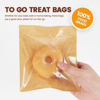 Foranda 100 Pack Cookie Packaging Bags with Seal, 5.7x6.5 Inch Heat Sealable Paper Cookie Sleeves, Grease Resistant To Go Bakery Bags with Window for Bake Sale Brownie, Treat, Donut, Cake Slice, Scone