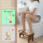 Danfoxer 7 Inches Acacia Wood Toilet Stool Squat for Adults,Foldable Poop Stool for Bathroom,Portable Potty Step Stool with Non-Slip Strip,No Assembly Required