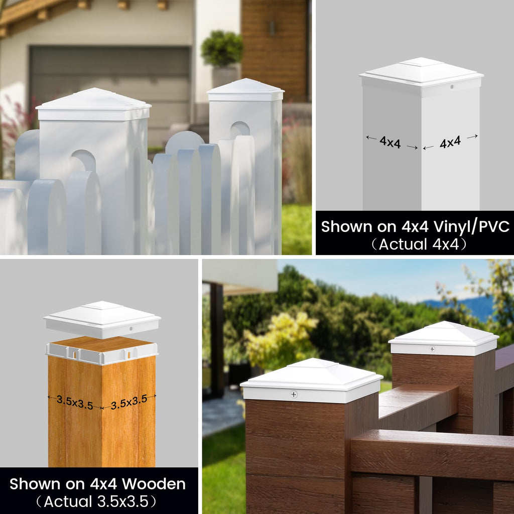 SIEDiNLAR 4x4 Pyramid Post Caps Waterproof Outdoor 4x4 Post Cover, Fits 4x4 3.5x3.5 Vinyl Wood Posts for Fence Deck Mailbox Patio (White, 36 Pack)