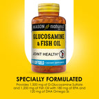 MASON NATURAL Glucosamine & Fish Oil Supplement with DHA & Omega 3 for Joint & Muscle Support, 1 Month Supply Softgel Pills