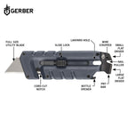Gerber Gear Prybrid Utility Knife with Pocket Clip, Box Cutter Retractable Blade, Heavy Duty Utility Razor with Pry Bar, Bottle Opener, and Wire Stripper, Multi tool Pocket Knife, Blue with Clip