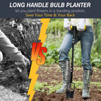 Colwelt Bulb Planter Tool Long Handle, Serrated Base Gardening Bulb Transplanter with Soft Grip, Heavy Duty Long Handled Bulb Planter Sod Plugger for Digging Holes to Plant Tulips, Iris, Daffodils