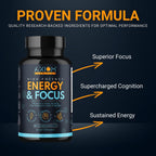 Axiom Nutrition Energy and Focus - Extra Strength 200mg Caffeine and Lions Mane Mushroom Supplement, 60 Capsules - with Alpha GPC, L-Theanine, L-Tyrosine to Support Brain Function and Concentration