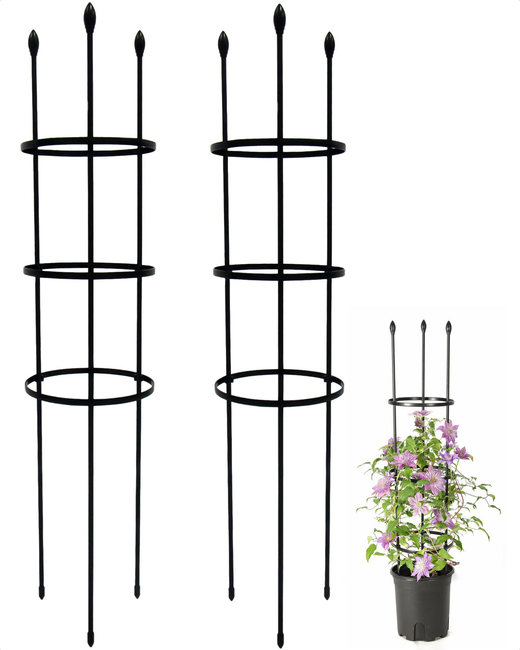 2-Pack Garden Trellis for Climbing Plants Outdoor Indoor, 47-Inch Adjustable Metal Trellis for Potted Plants, Tall Plant Support for Jasmine, Clematis and Other Climbing Flowers
