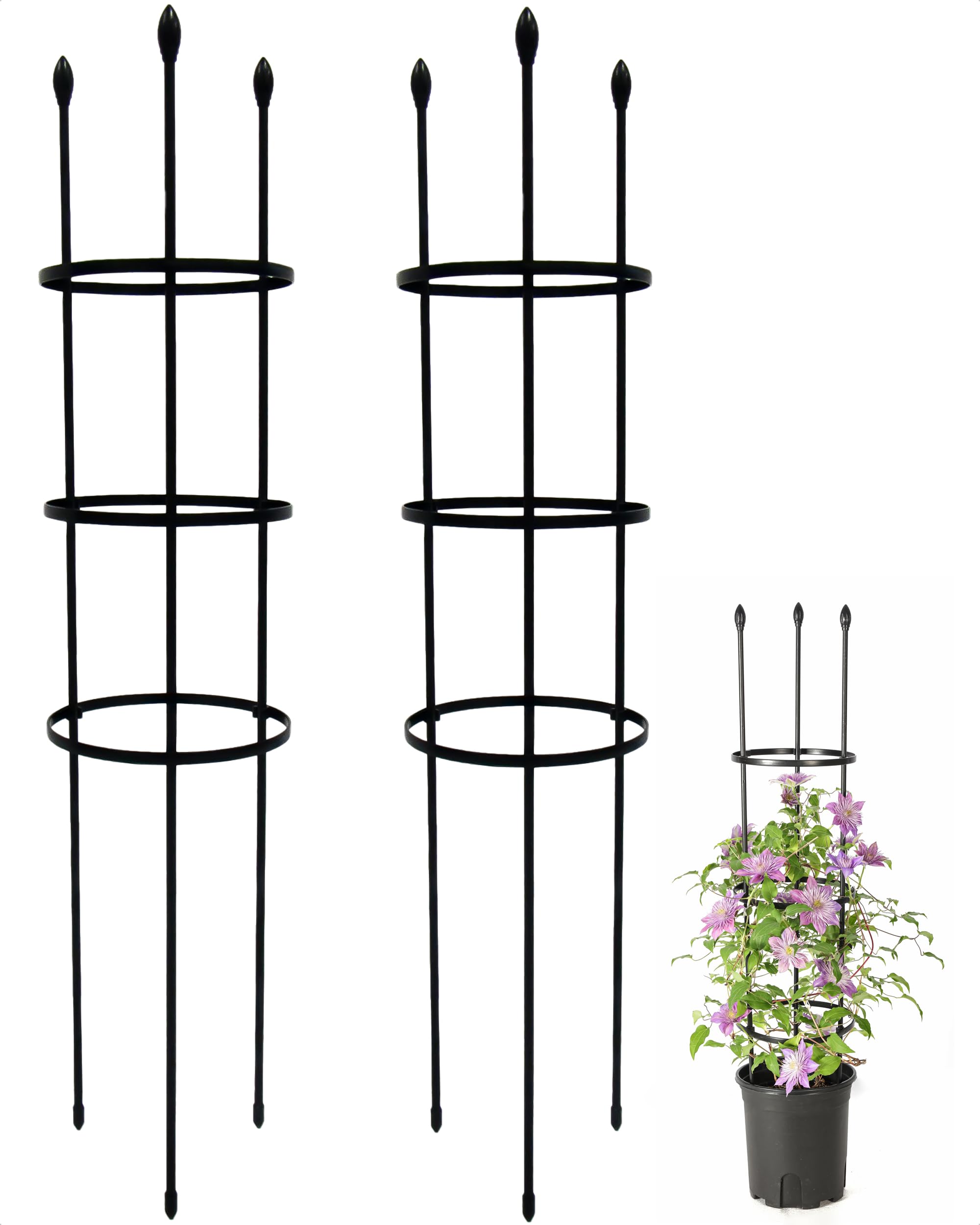 2-Pack Garden Trellis for Climbing Plants Outdoor Indoor, 47-Inch Adjustable Metal Trellis for Potted Plants, Tall Plant Support for Jasmine, Clematis and Other Climbing Flowers
