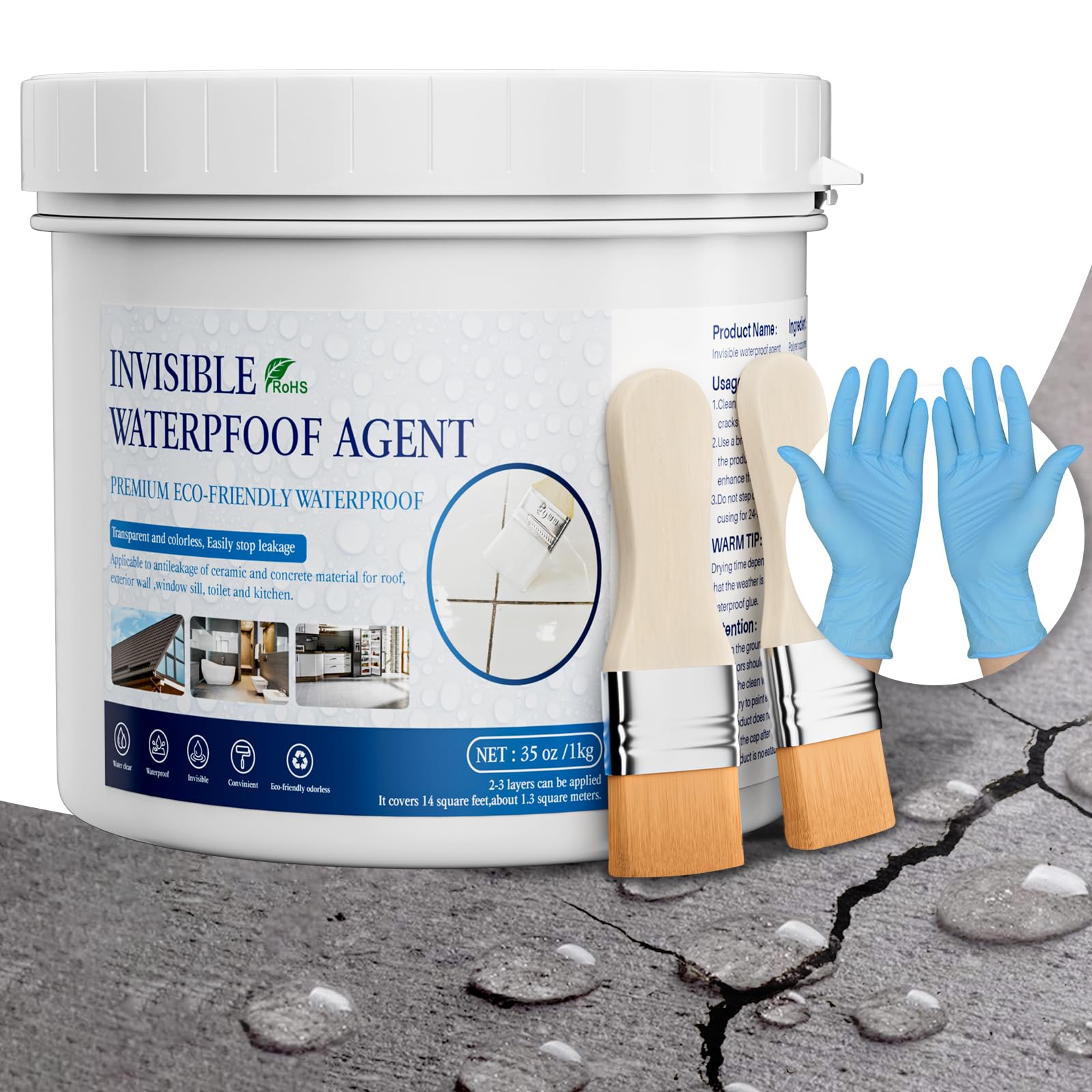 Xmntdo Invisible Waterproof Agent Transparent Repairing Leak Waterproof Adhesive for Roofs, Walls, Bathroom, Shower, Window Sills, Indoor & Outdoor Water Proof Coating 35 Oz