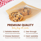 Foranda 200 Pack Cookie Bags with Seal, 7.1x7.5 Inch Heat Sealable Bakery Bags with Window Grease Resistant Paper Packaging Sleeves for Bake Sale Bagel, Cake Slice, Sandwich, Donut, Pastry