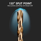 MACXCOIP Cobalt Drill Bit Set, 15Pcs M35 High Speed Steel Jobber Length Drill Bit Kit for Hardened Metal, Stainless Steel, Cast Iron, Wood and Plastic, with Index Storage Case, 1/16"-3/8"