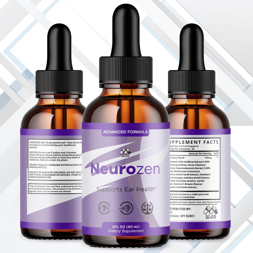 (3 Pack) Neurozen Drops, Official NeurozenDrops Hearing Support Liquid Supplement with All Natural Ingredients, Advanced Ear & Hearing Wellness Support with Multivitamins for Women & Men (90 Servings)