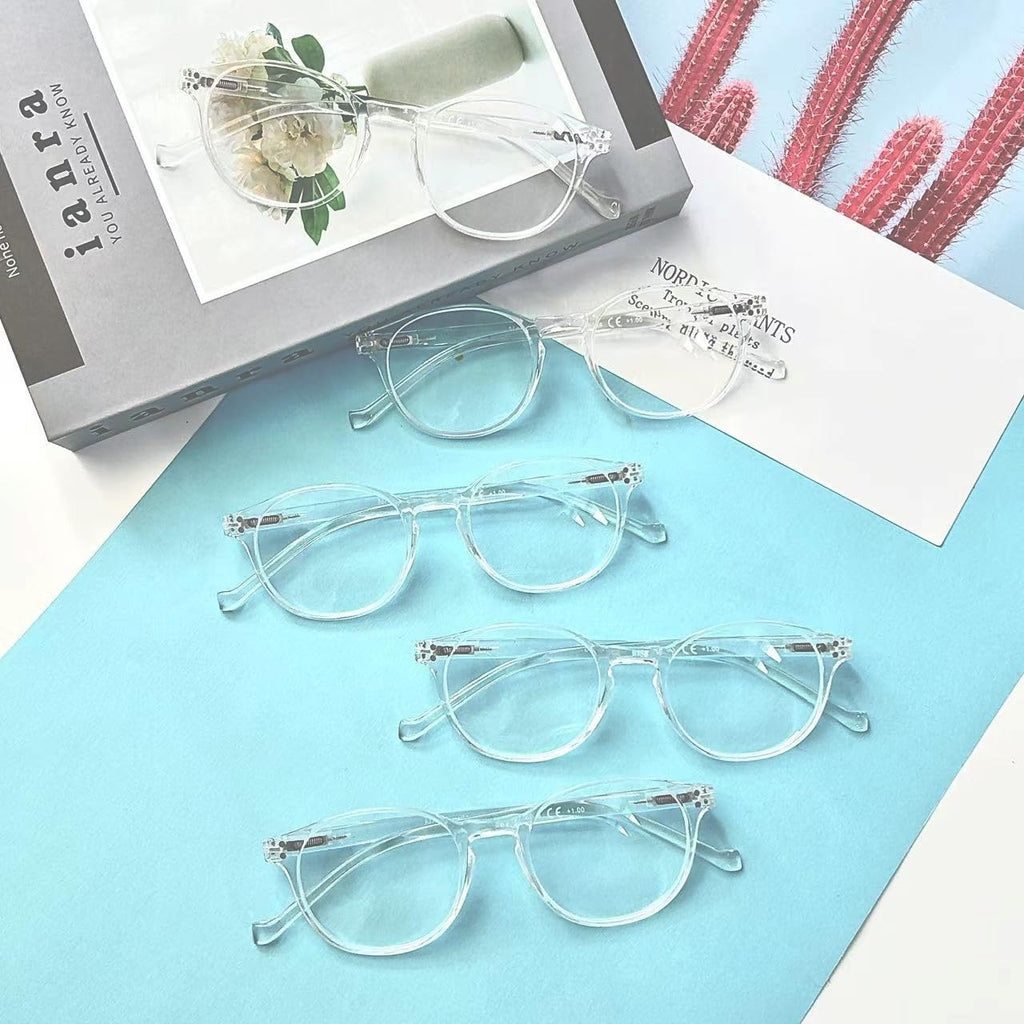 NORPERWIS 5 Pairs Reading Glasses - Standard Fit Spring Hinge Readers Glasses for Men and Women (5 Pack Transparent, 1.50)