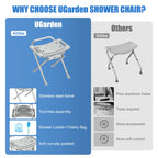 UGarden Folding Shower Chair Seat, 17.5" Stainless Steel Small Shower Chair for Inside Shower with Pad, 400lbs Portable Travel Shower Stool, Safety Anti-Slip Bath Chair for Seniors, Disabled, Gray