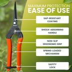 Saboten Japanese Pruning Shears 7.9" – Professional Bypass Garden Clippers, Made in Japan, Sharp Carbon Steel Blade with Sap-Resistant Fluorine Coating, Cuts up to 3/4 in (20 mm) (Straight)