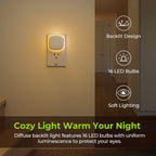 AUVON Plug-in LED Backlit Night Light with Motion Sensor & Dusk to Dawn Sensor, 2200K Soft Warm White Nightlight with 1-50lm Dimmable Brightness for Adults & Kids' Bedroom, Bathroom, Hallway (4 Packs)